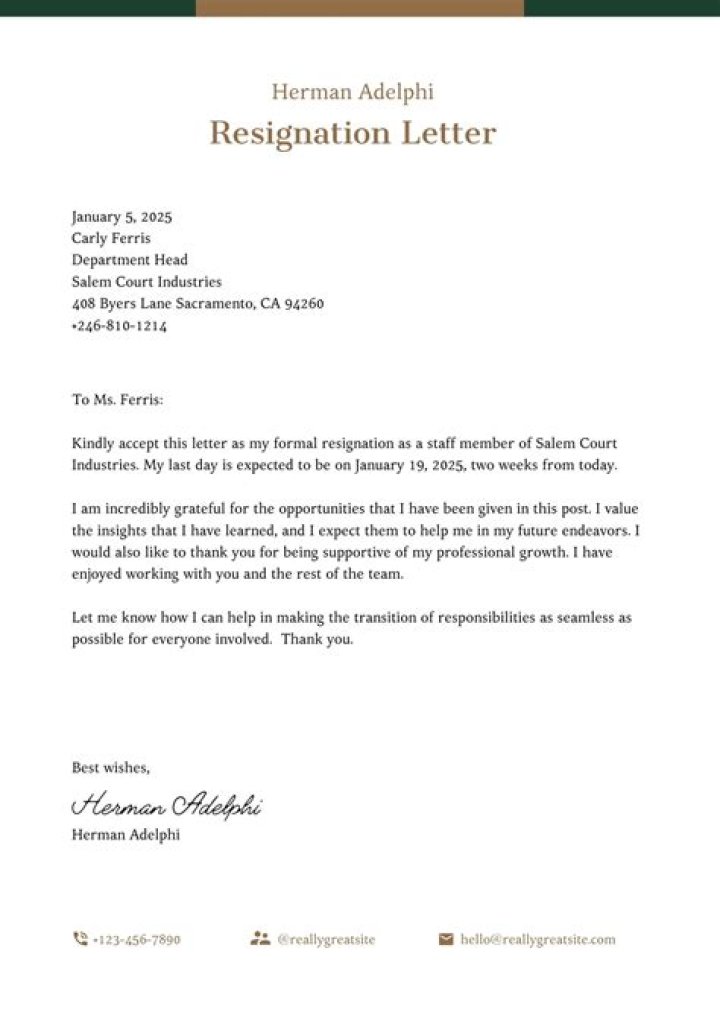 How do I write a resignation letter to HR?