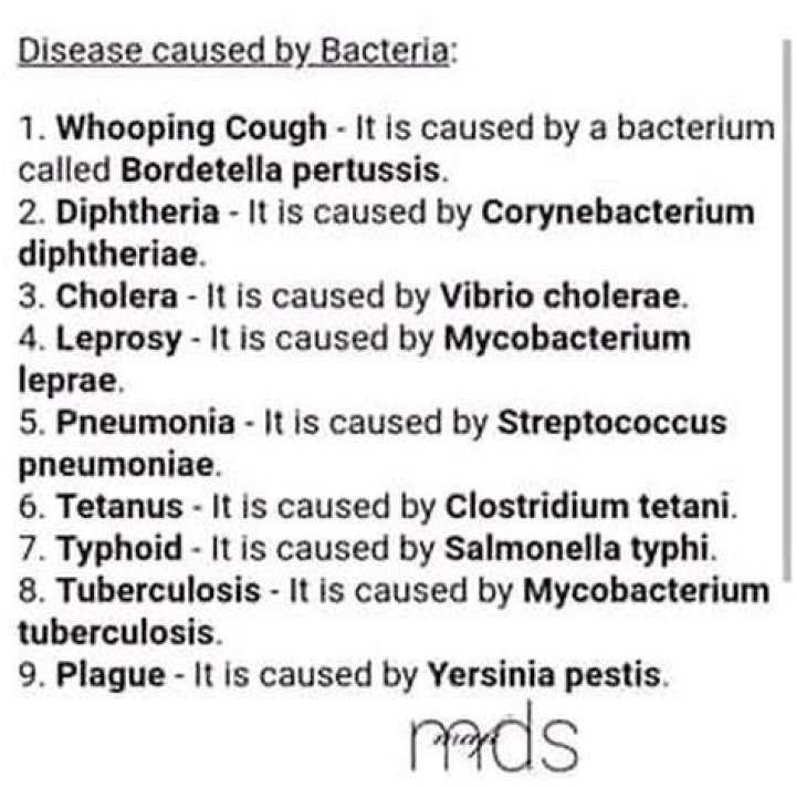 How many diseases are caused by bacteria?