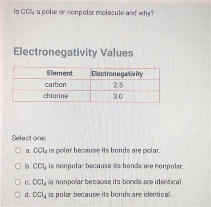Is CCl4 a polar or nonpolar molecule?