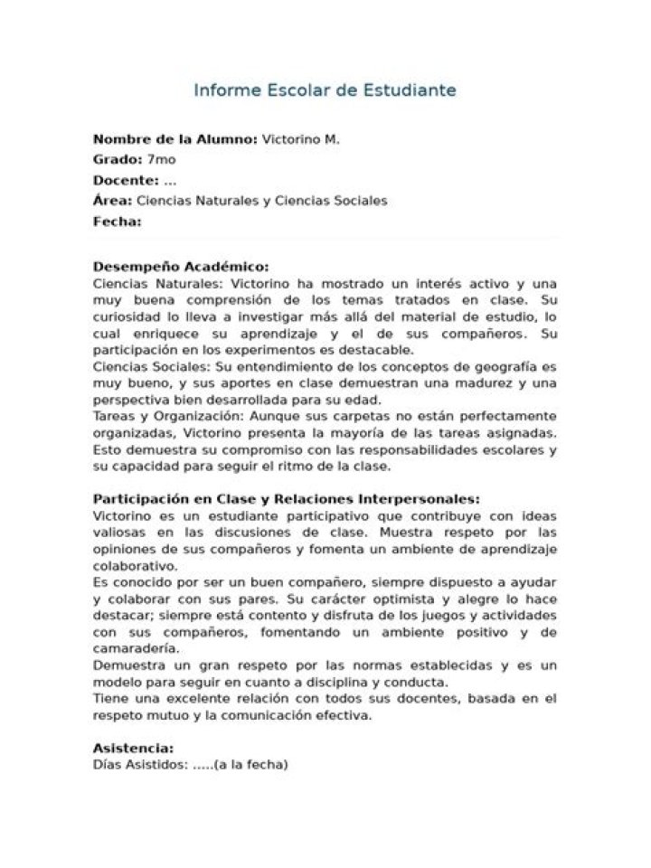 Que tipo de informe escolar existen?